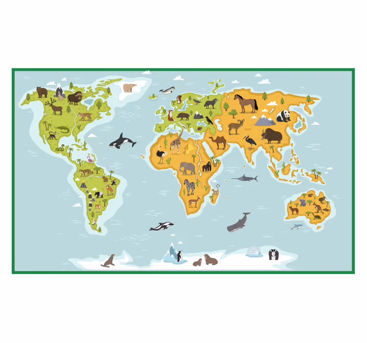 Zavjese za dječju sobu s plavom vintage svjetskom kartom - TenStickers