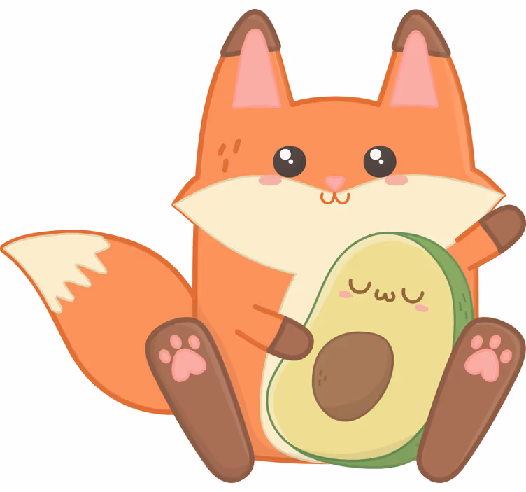 Zavjese za dječju sobu s kawaii lisicom i avokadom - TenStickers