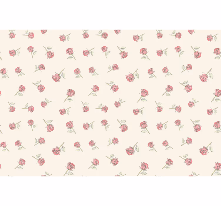 Bež zavjese s romantičnim vintage uzorkom ruža - TenStickers