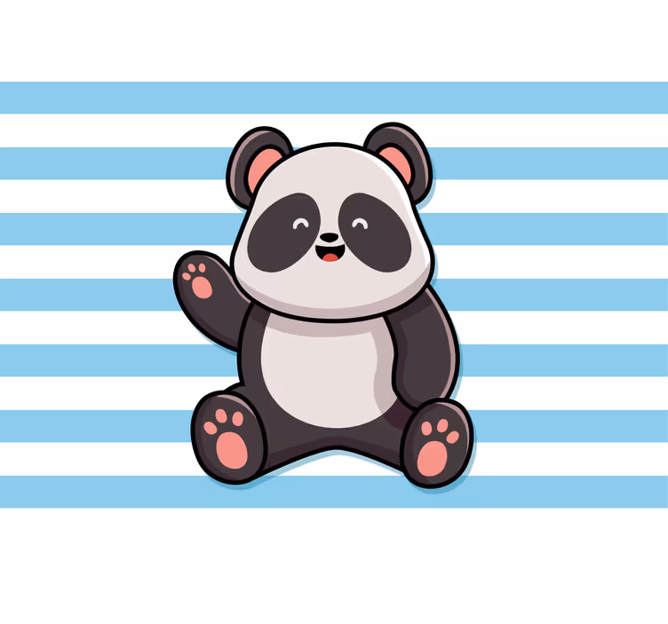 Rolo zavjese zabava sretna panda na prugastoj pozadini - TenStickers