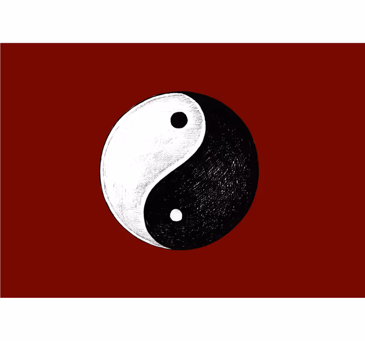 Rolo zavjese zen mural spavaće sobe yin yang crvena pozadina - TenStickers