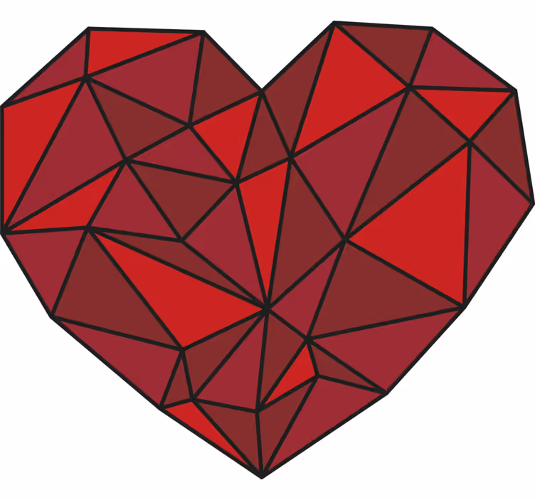 Crvena zavjesa geometrijsko srce - TenStickers