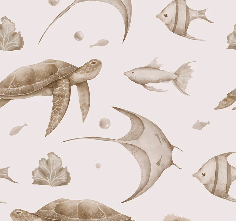 Rolo zavjese vrtić bež uzorak oceana - TenStickers