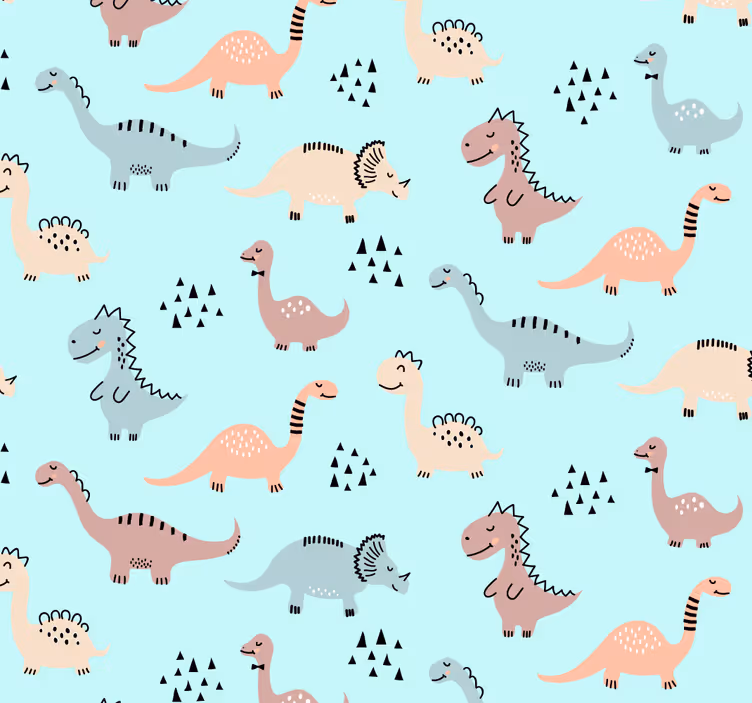Rolo zavjese vrtić s plavom pozadinom i dinozaverima - TenStickers
