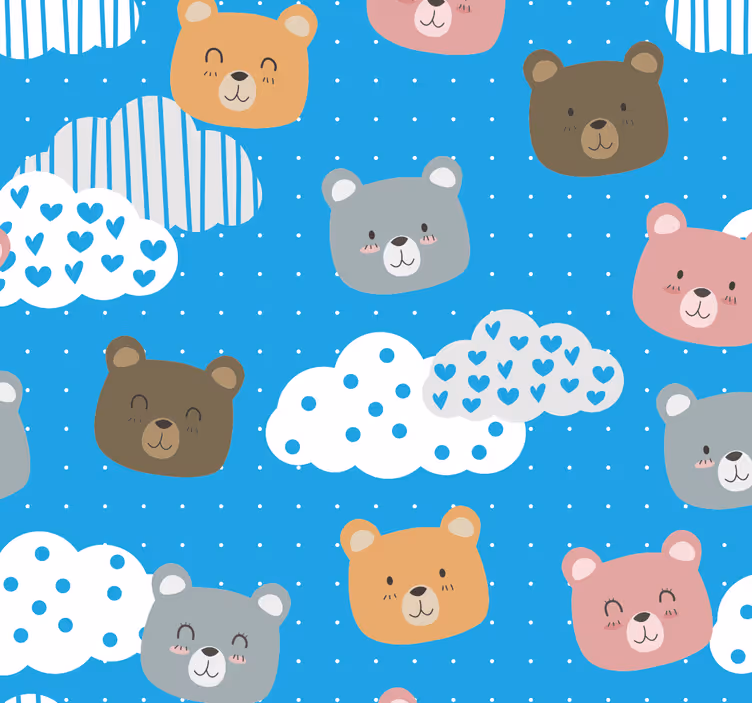 Rolo zavjese vrtić s minimalističkim plavim medvjedom - TenStickers