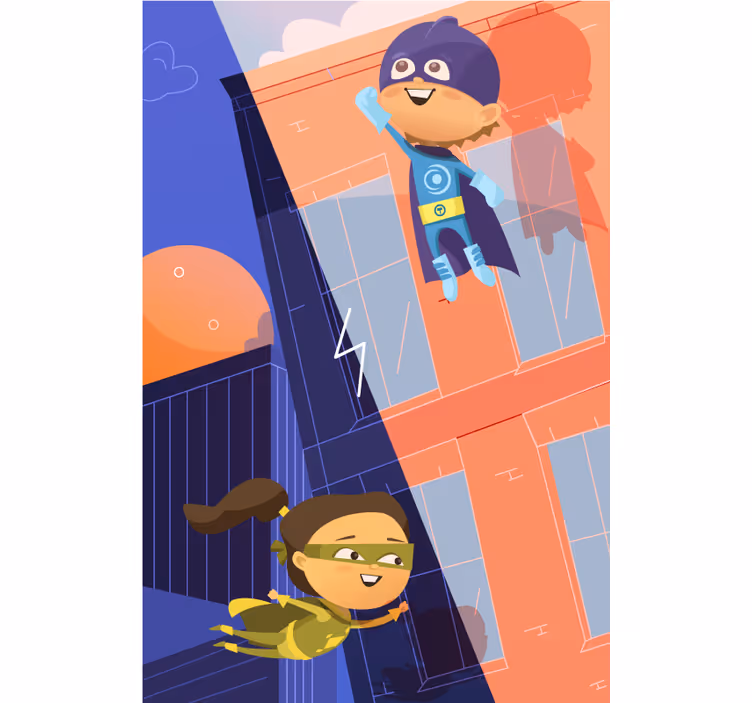 Zavjese za dječju sobu avantura superheroja - TenStickers