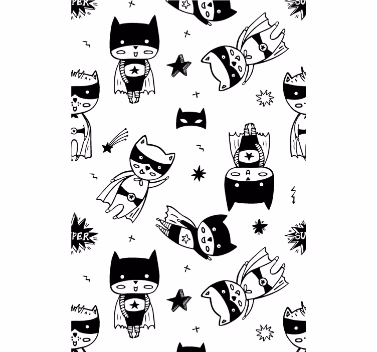 Zavjese za dječju sobu skica crtića superheroja - TenStickers