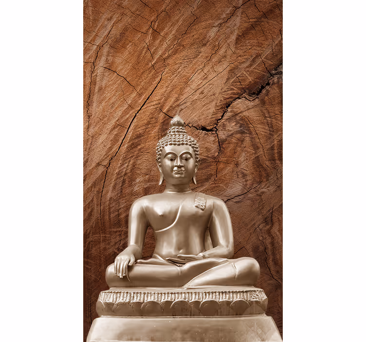 Drveni buddha zen smeđi zaslon - TenStickers