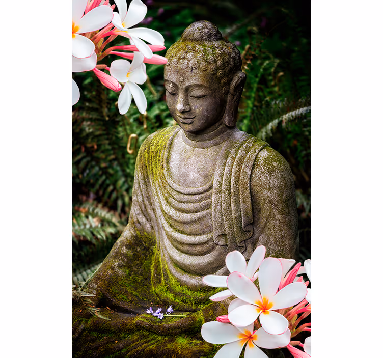 Cvjetni zeleni buddha zen Rolo zavjese - TenStickers