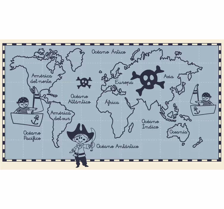 Piratska karta svijeta rolo zavjese - TenStickers