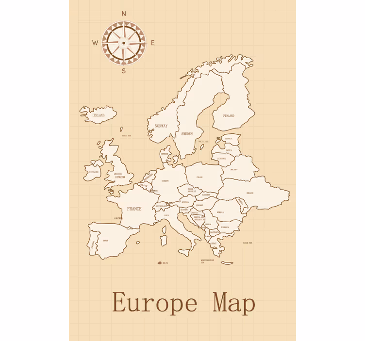 Rolo zavjese karta svijeta europa na bež pozadini - TenStickers