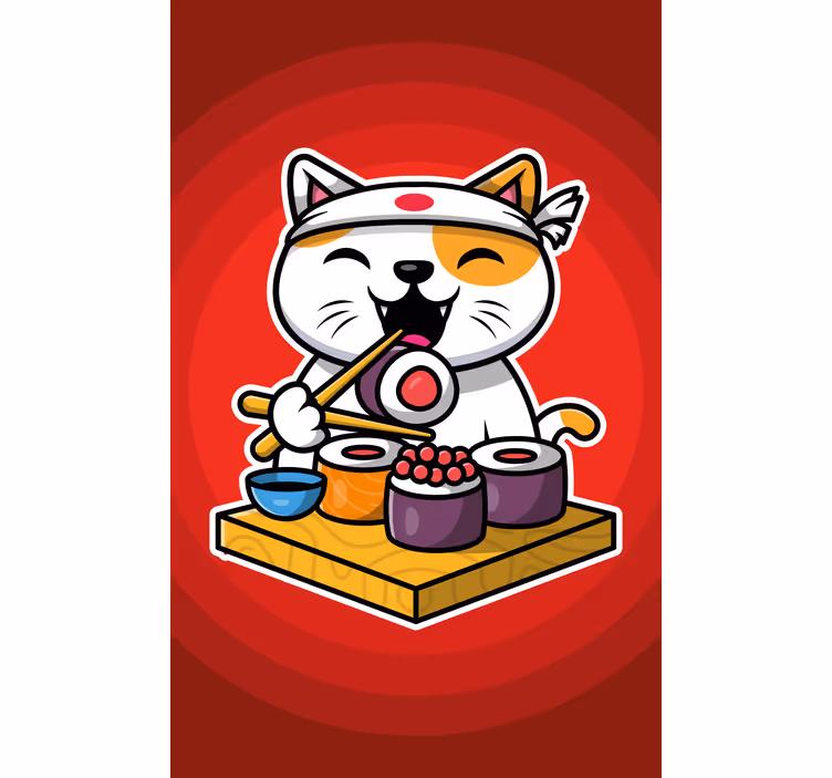Rolo zavjese životinje sretan mačji sushi - TenStickers