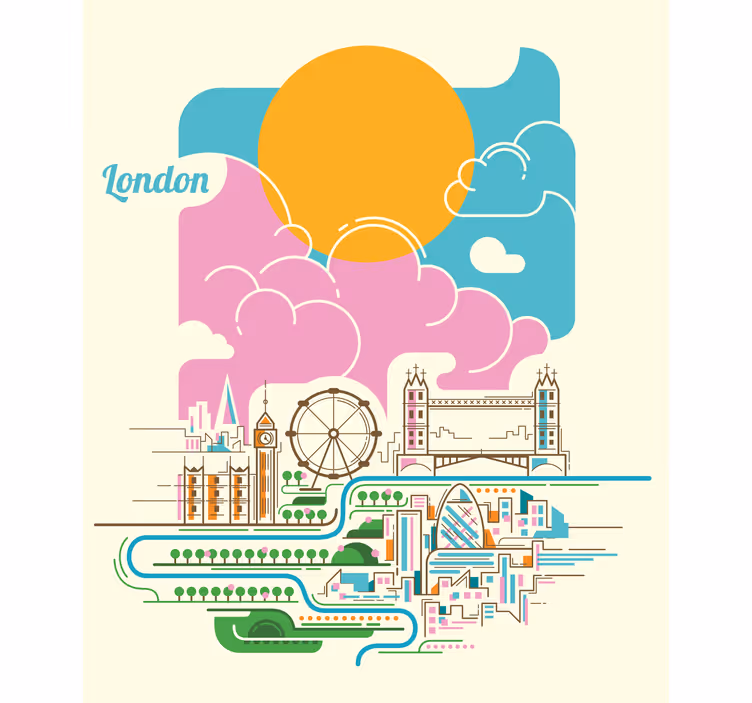 London skyline odražavao je rolo zavjesa slikarstvo - TenStickers