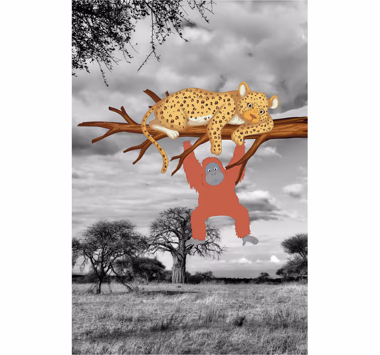 Rolo zavjese životinje leopard i orangutan - TenStickers