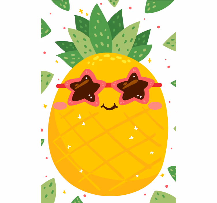 Ananas sa ružičastim Rolo zavjesem voćem i povrćem - TenStickers