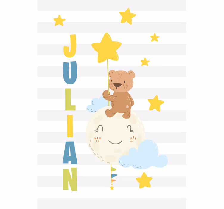 Smeđi medo s balonima i Rolo zavjesem zvijezdama - TenStickers