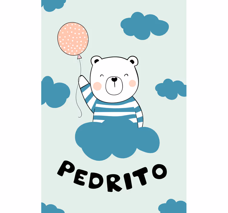 Rolo zavjese vrtić medvjed s balonom i imenom - TenStickers
