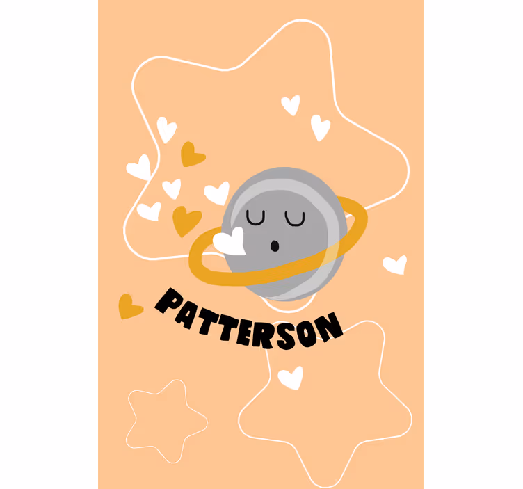 Zavjese za dječju sobu srčani saturn s imenom - TenStickers