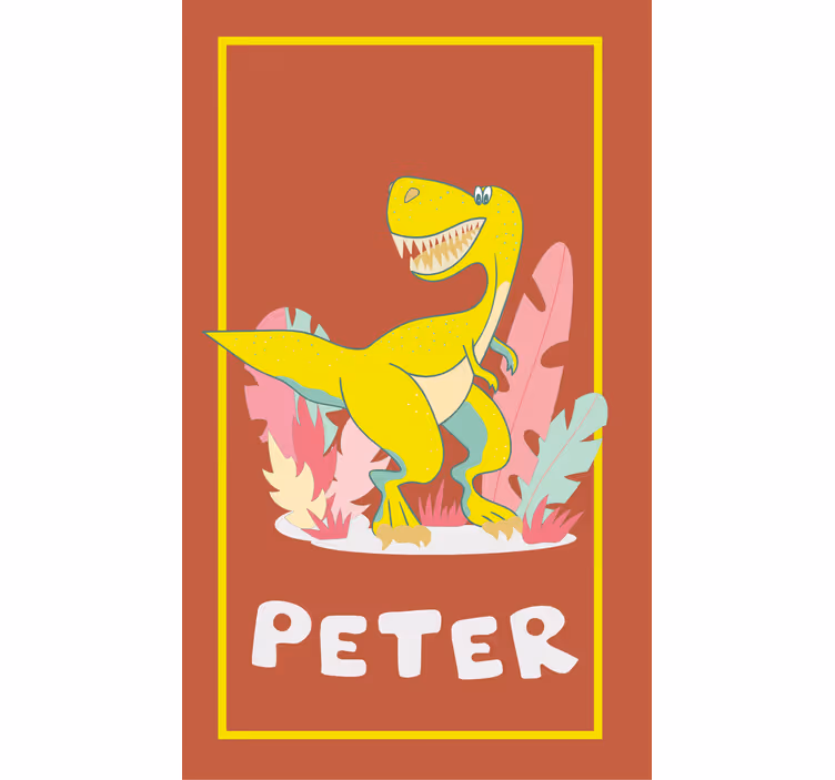 Rolo zavjese dinosaura žuti t-rex s imenom - TenStickers