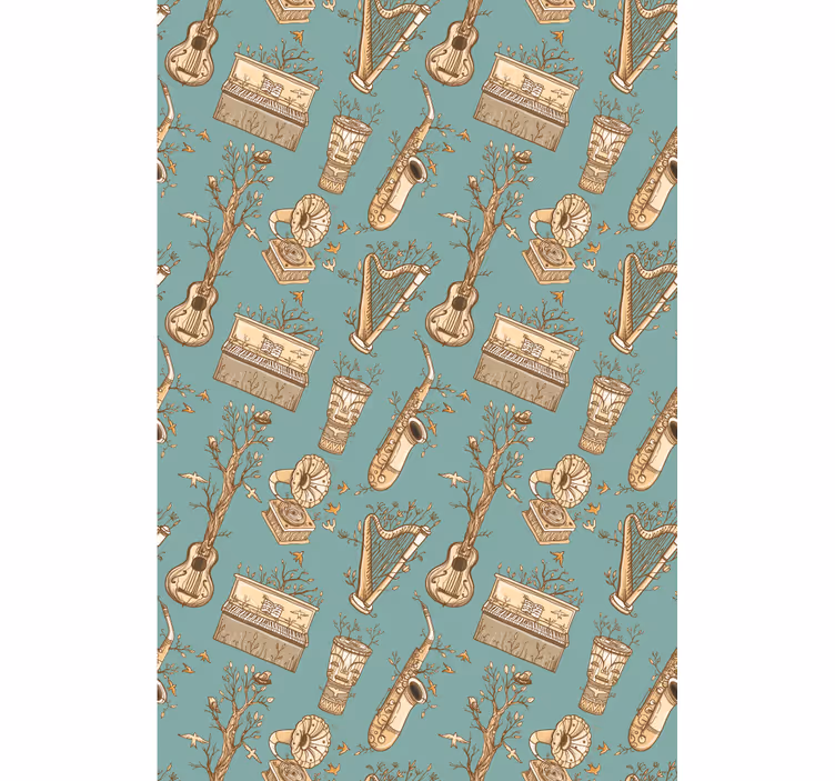 Rolo zavjese tinejdžerski vintage glazbeni instrumenti - TenStickers