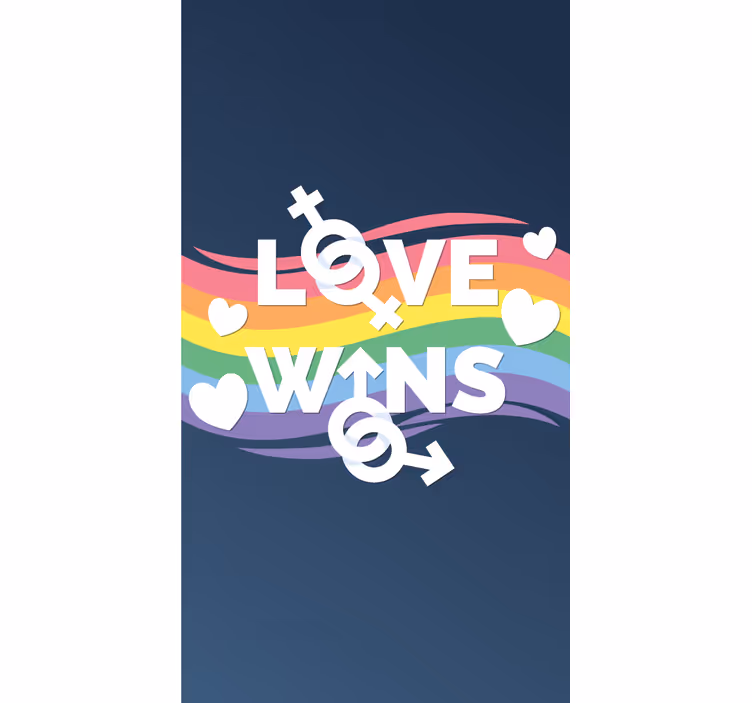 Rolo zavjese s tekstom ljubav pobjeđuje poruka - TenStickers