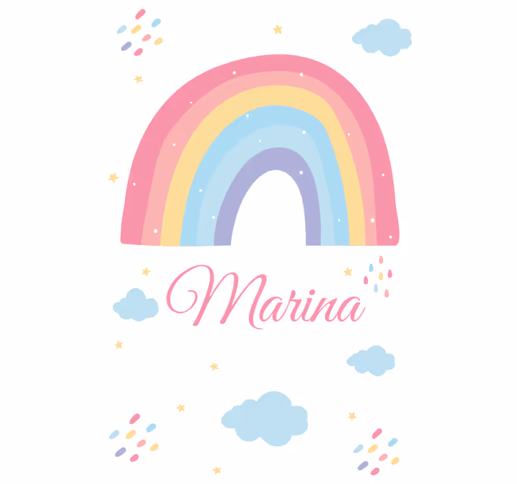 Slatka duga i oblak u pastelnim zavjesama - TenStickers