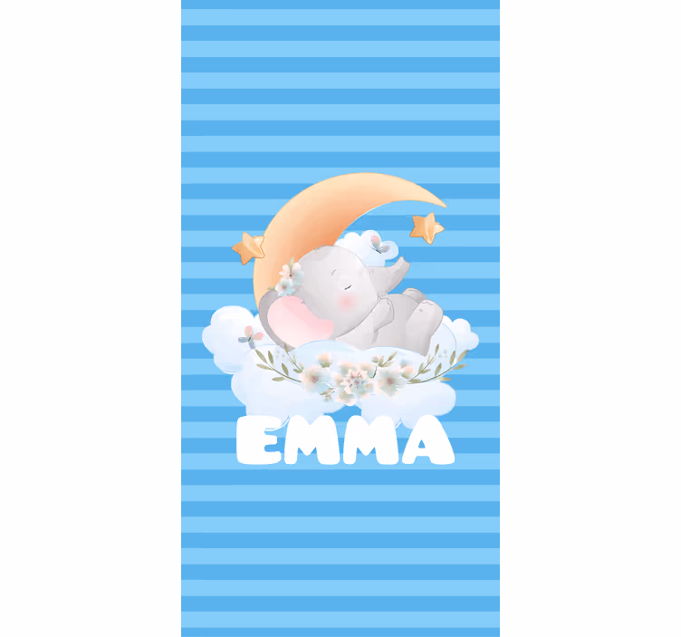 Slatka životinja slon sa imenom Rolo zavjese vrtić - TenStickers