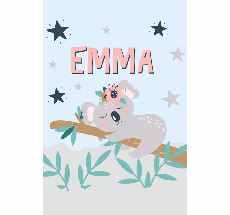 Zavjese za dječju sobu beba koala sa imenom - TenStickers