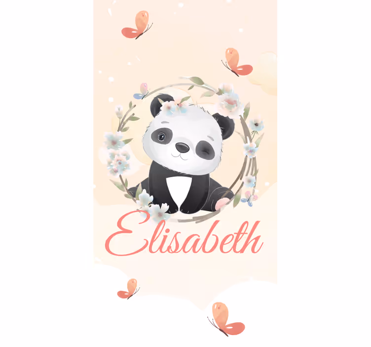 Zavjese za dječju sobu beba panda sa imenom - TenStickers