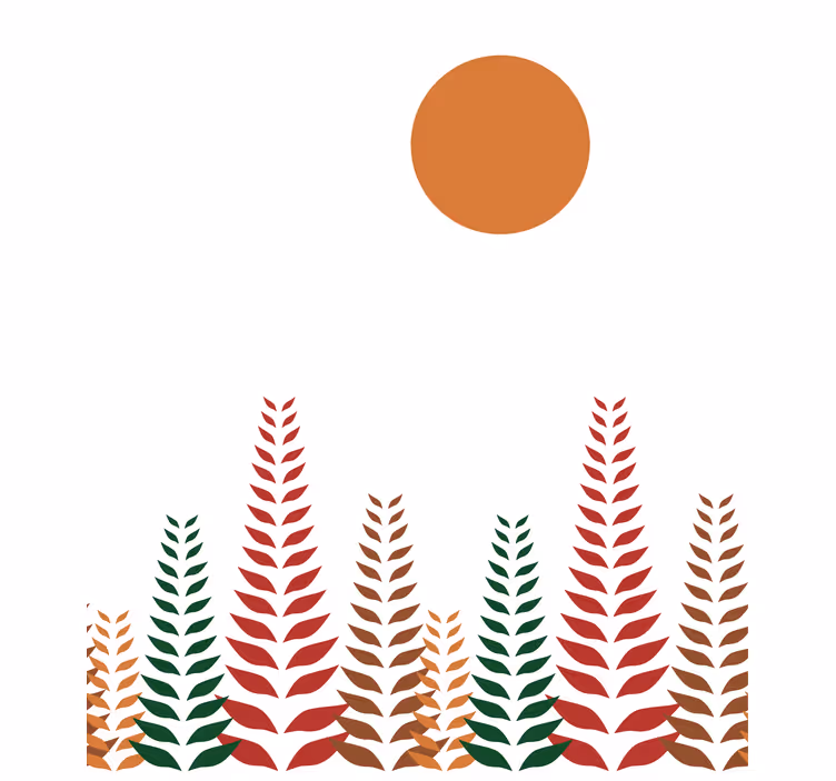 Rolo zavjese moderna retro lišće i sunce - TenStickers