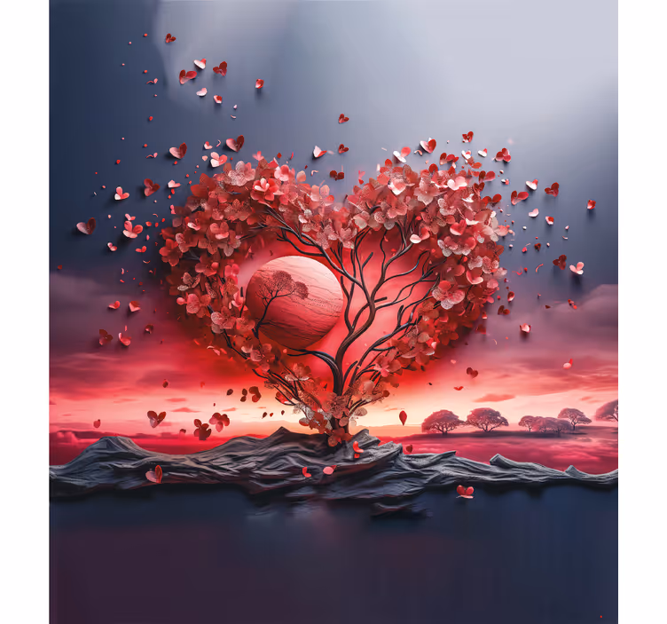 Rolo zavjese romantična stablo srca - TenStickers