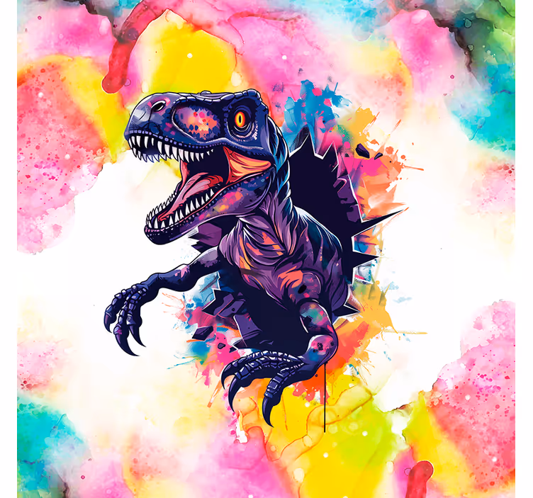 Rolo zavjese dinosaura zasićene boje velociraptor - TenStickers