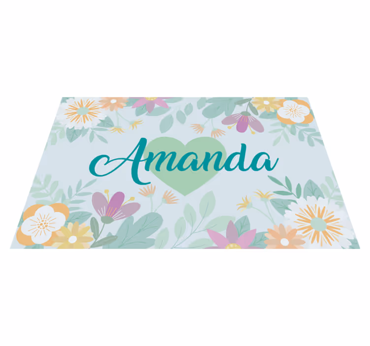 Podmetač s imenom cvjetno srce amanda - TenStickers