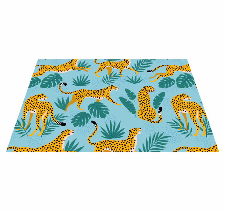 Podmetač izvornik s leopard uzorcima i zelenim listovima - TenStickers
