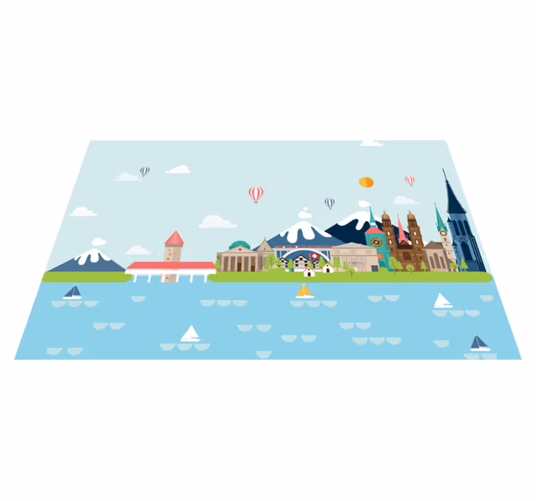 Podmetač izvornik Šarena scena gradskog pejzaža - TenStickers