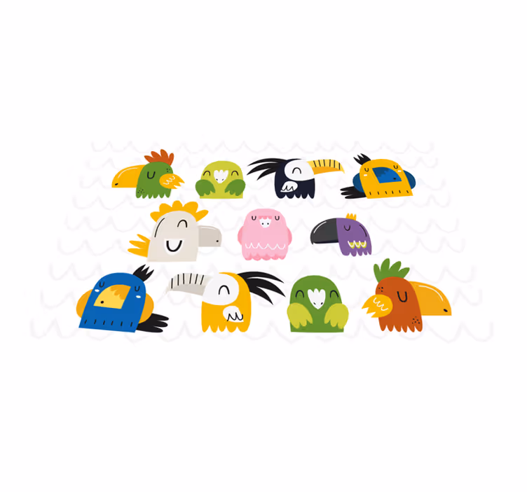 Podmetač djeca s šarenim glavama ptica - TenStickers