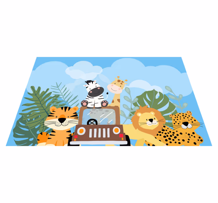 Podmetač djeca scena životinjskog safarija - TenStickers