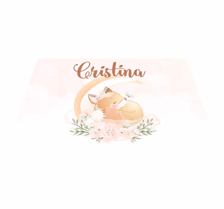 Podmetač s imenom s ilustracijom slatkog foxa - TenStickers