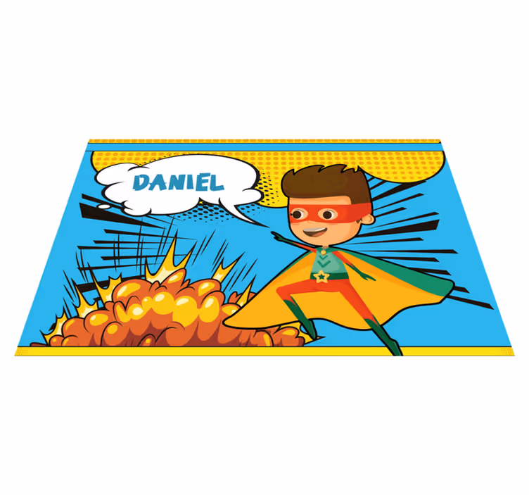 Podmetač s imenom komični super heroj - TenStickers