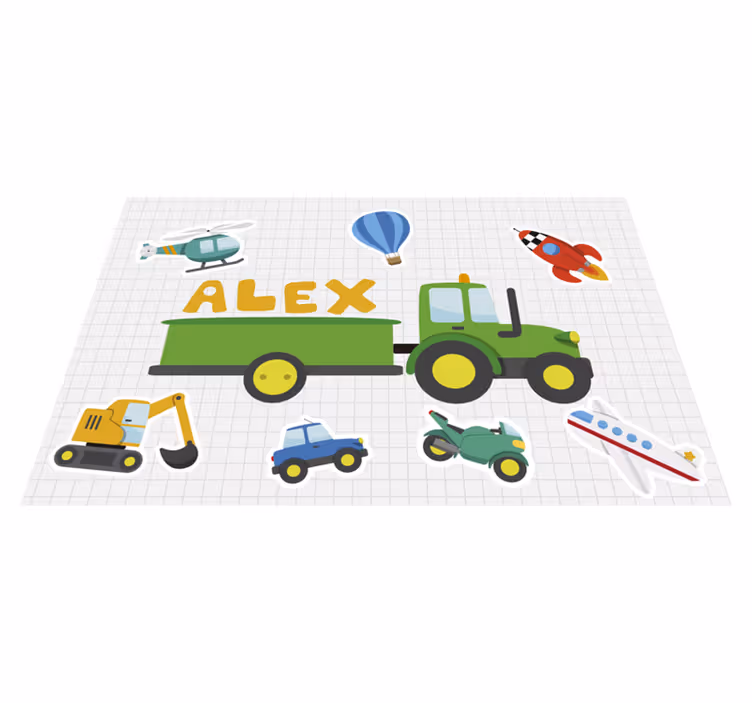 Podmetač s imenom različiti karikaturalni prijevozRazličiti karik - TenStickers