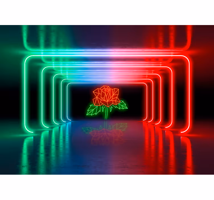 Zidni mural neonskih ruža 3d efekta - TenStickers