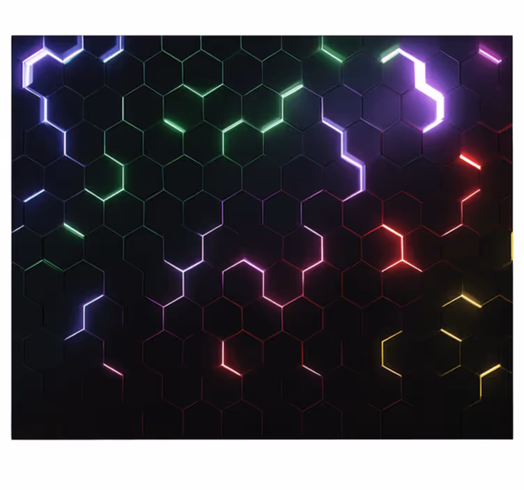 Foto tapete spavaća za tinejdžere neonski 3d šesterokuti - TenStickers