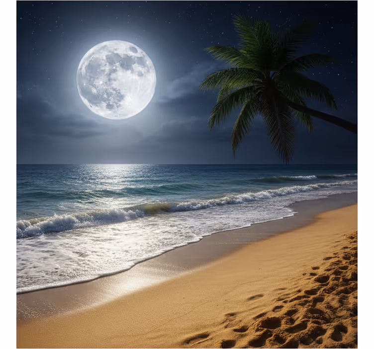 Foto tapeta pun mjesec na oceanu - TenStickers