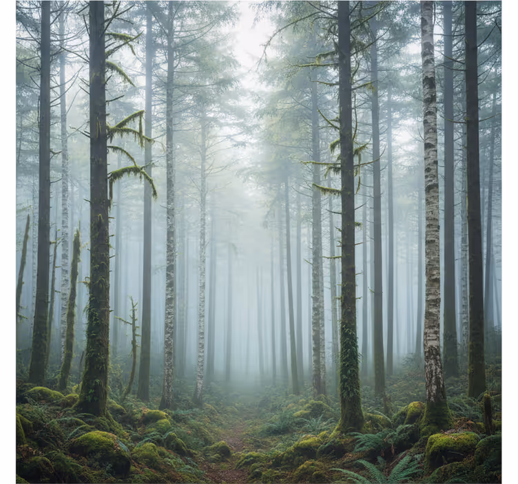 Foto tapete šumski s atmosferičnom maglom - TenStickers