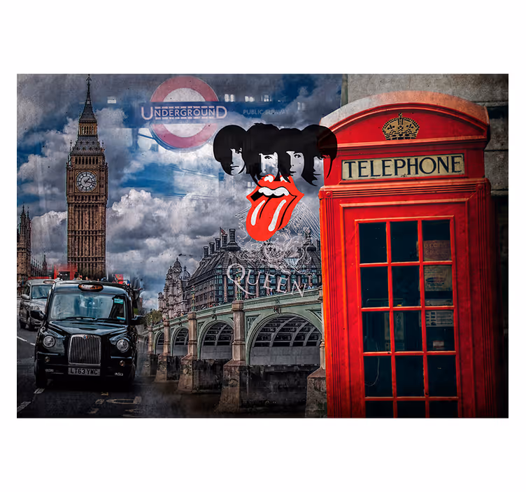Foto tapete za dnevni boravak kultni londonski kolaž - TenStickers