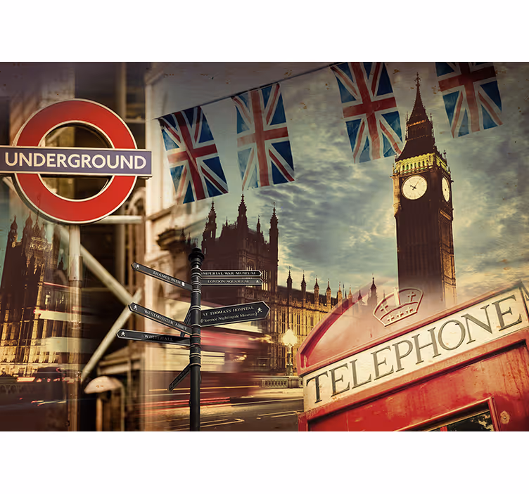 Foto tapete London londonski kolaž - TenStickers