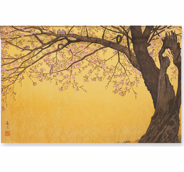Foto tapete kupaonica japansko drvo na žutoj pozadini - TenStickers