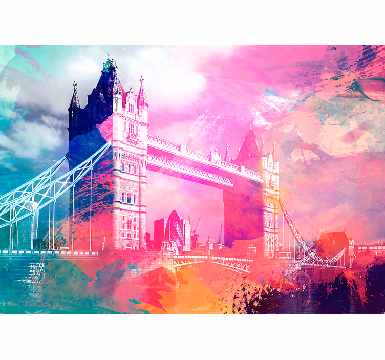 Foto tapete London šarena silueta mosta - TenStickers