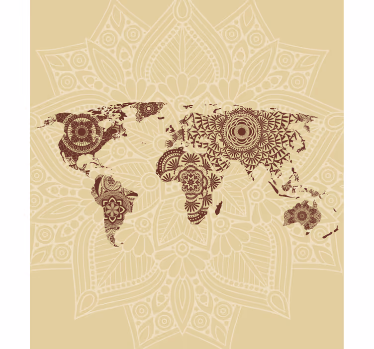 Foto tapete bež u stilu mandala svjetske karte - TenStickers
