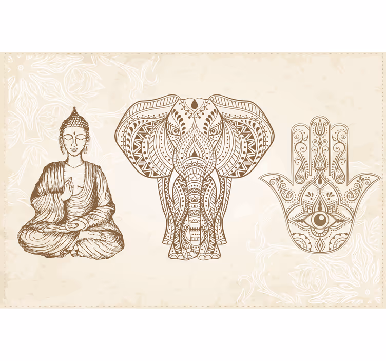 Foto tapete bež simbol buddha hamsa ruka - TenStickers